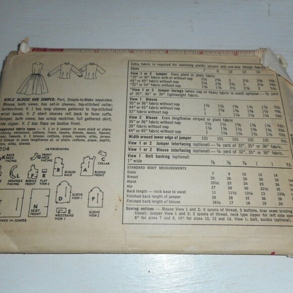 Vintage 1950s Simplicity Sz 12 2204 blouse jumper - Picture 2 of 2